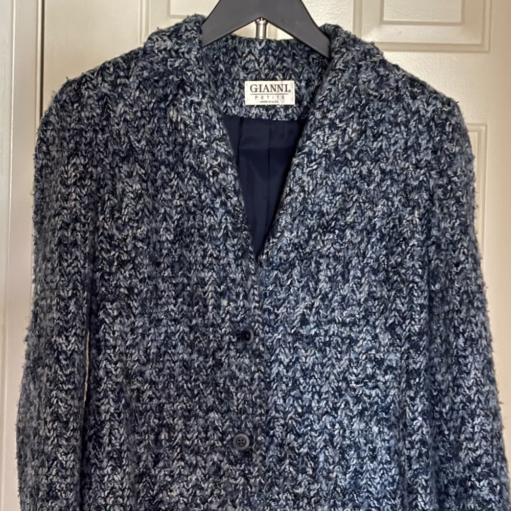 Tweed Cropped Jacket All Year Vintage Lined Gianni For Jeans & Skirt